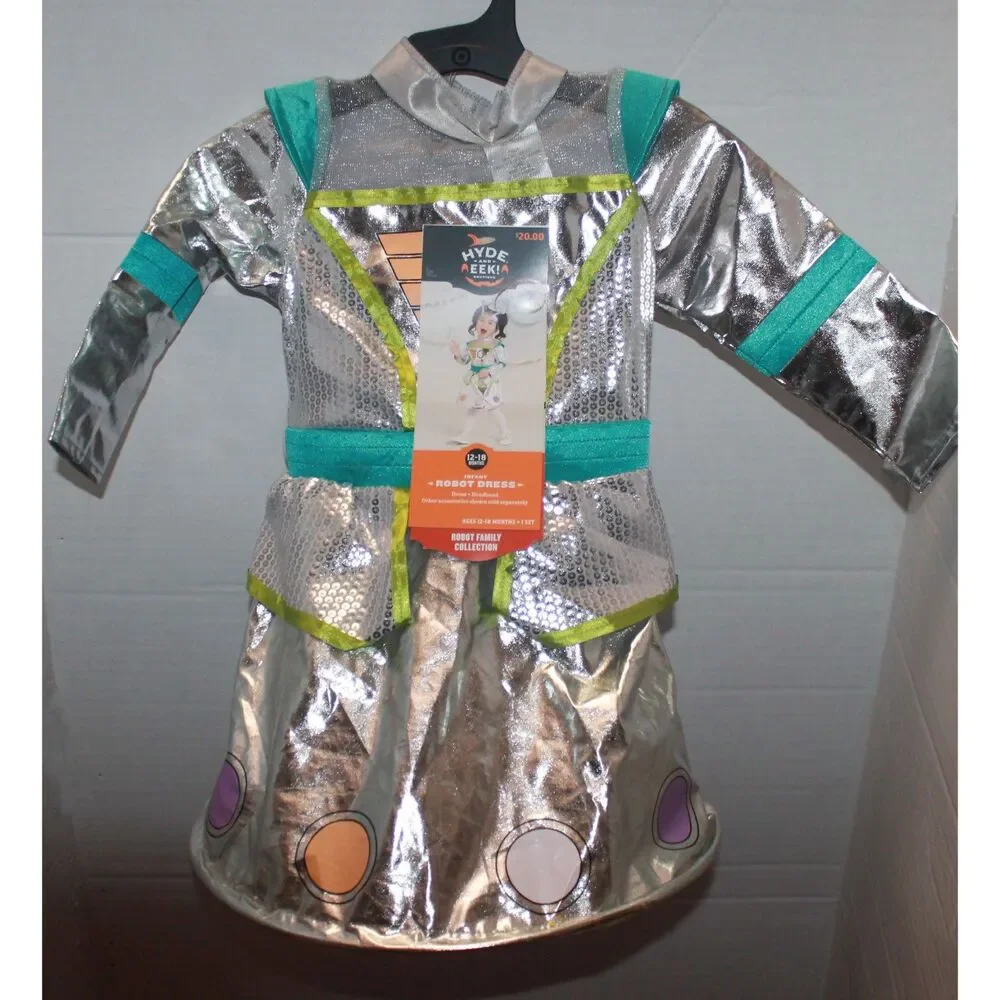 HYDE and EEK Metallic Silver Robot Hoop Dress Infant Size 12-18 Month